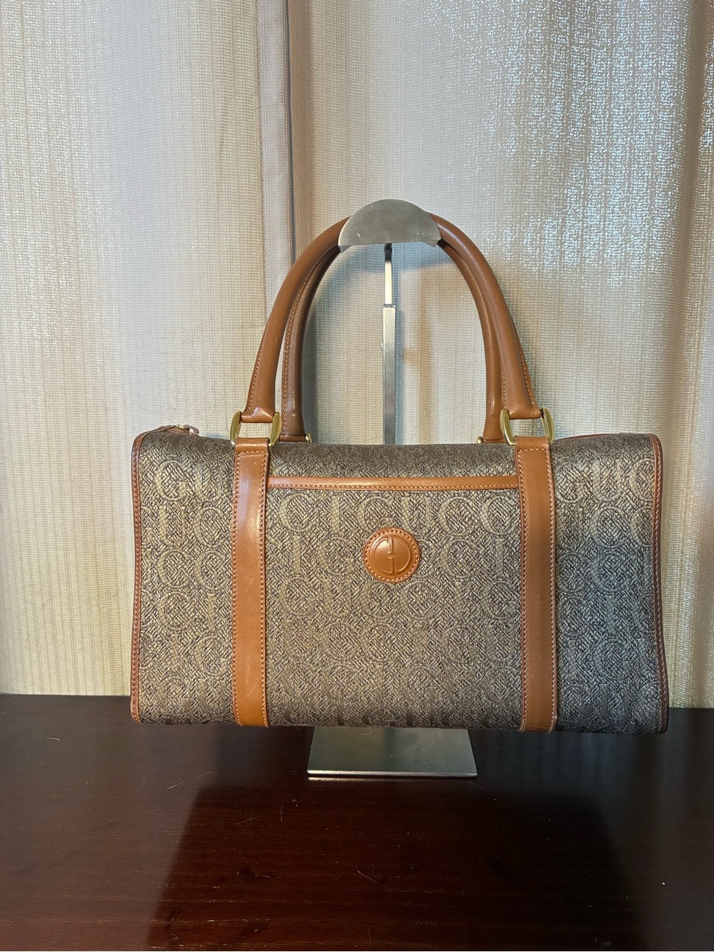 Gucci Brown Tan Monogram Satchel